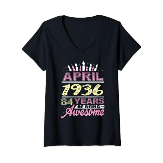 Mujer Abril 1936 84 Años Vela Cumpleaños 84 Mujeres Románticas Camiseta Cuello V