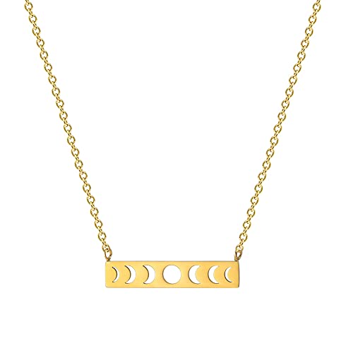 Glimmerst Crescent Moon Necklace, 18K Gold Plated Stainless Steel Crescent Moon Pendant Necklace Delicate Dainty Crescent Necklace for Women