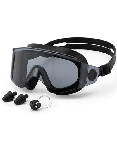 Gafas natación para adultos, gafas natacion con diseño de marco grande y visión panorámica de 180°, antiniebla, anti UV, a prueba de fugas, ideales para buceo y deportes acuáticos al aire libre