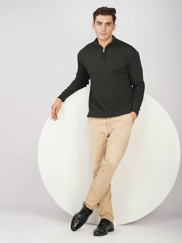 Image of LOQUE Men's Wool Blend Selection Sweater Half Zip High Neck Pullover Warm Casual Winter Wear for Office and Travel