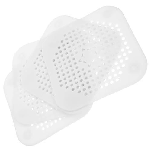 CLISPEED Recogedor de Pelos para Desagüe de Baño y Fregadero de Cocina, 4 Piezas de Cubierta de Drenaje de Silicona Diseño Cuadrado Antiobstrucción para Flujo Continuo