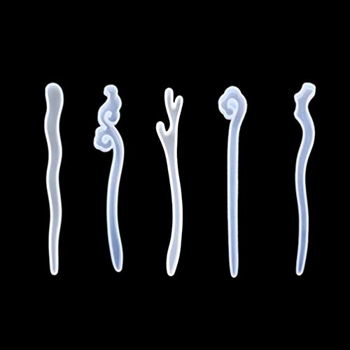 Hair Stick Silicone Molds Jewelry Casting Mold Hairpin Mould DIY Crystal Epoxy Silicone Mold Pendant for Jewelry Decoration 5pcs Geometric Mold - Image 2
