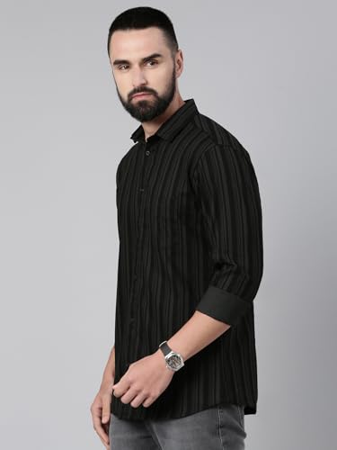 Image of Majestic Man Men's Standard Slim Fit Striped Pure Cotton Casual Shirt
