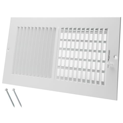 12 x 6 Inch [Duct Opening] Air Vent Covers for Wall or Ceiling - High Airflow 2 Way Steel Ventilation - Adjustable Wall/Ceiling Register 13-3/4 Inch x 7-3/4 Inch [Overall Dimensions]
