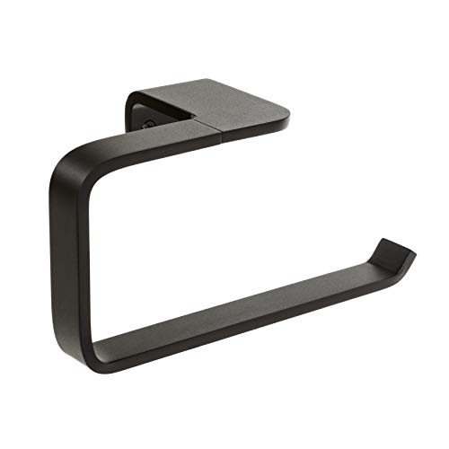 TATAY Aro toallero Aluminio | Inluye Tornillos | Compatible con Sistema Glue & Fix | Diseño Elegante y Minimalista | 18,5 x 7 x 9 cm - Colección Onyx - Negro Mate