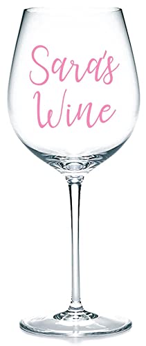 Personalised Name, Wine Vinyl Sticker Decal Transfer Label for Glasses, Bottles, Carafe, Gift Bag, Box (Small - 3cm Tall Capital Letter Height)
