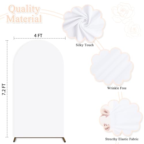 White Arch Cover 7.2FT Spandex Arch Backdrop Stand Cover Wedding Arches Fabric Backdrop Covers for Party Arched Stand Chiara Backdrops Arched Covers for Birthday Baby Shower Bridal Shower Decoration by PATYDEST - Used condition - Image 2