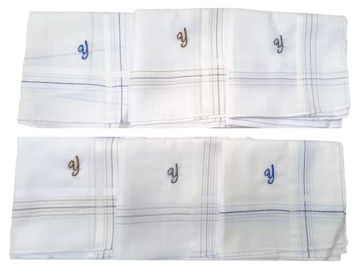 Image of ANTONIA Men's Initial Alphabet Handkerchiefs | Premium Cotton Personalized Hankies with Letter Embroidery (A-Z) | Soft, Absorbent & Reusable | Formal, Wedding & Gift Use | Pack of 6