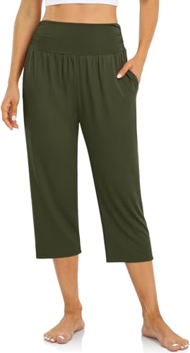 Image of UEU Women's Yoga Capri Pants Loose Soft Drawstring Workout Sweatpants