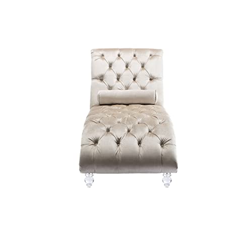 Frithjill Upholstered Tufted Armless Chaise Lounge With Acrylic Feet, Indoor Lounge Chair For Home Office #TOP6