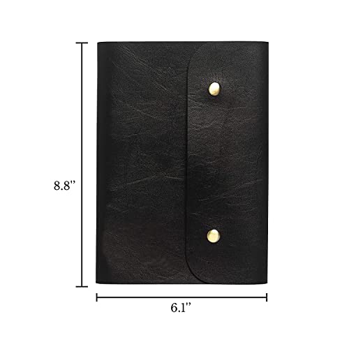 Image of The Messy Corner Leather Button Diary | A5 Travel Dairy for Men and Women | Vegan & Premium Quality | 80 GSM, 140 Ruled Pages - Stylish Black Notepad