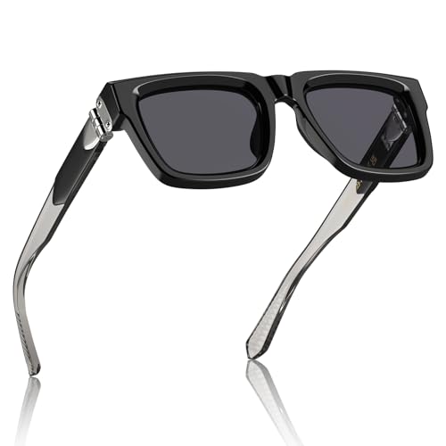 STGATN Square Sunglasses for Men Chunky Rectangle Sun Glasses Black Shades UV400 Protection