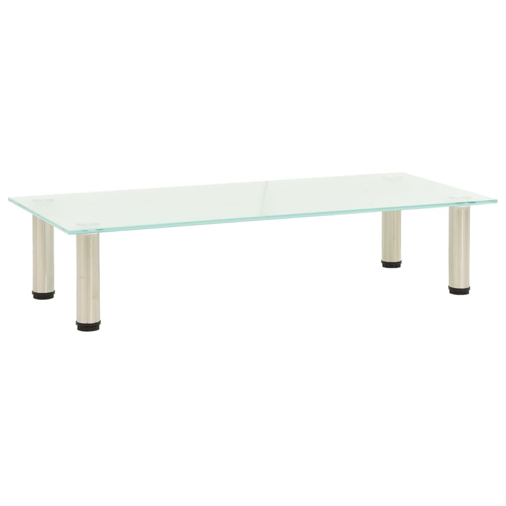 Tavolo TV in vetro temperato satinato e acciaio inox, 80 x 35 x 17 cm, moderno, salvaspazio, con vano portaoggetti, per soggiorno, camera da letto, home cinema, gaming, ricevitore HiFi