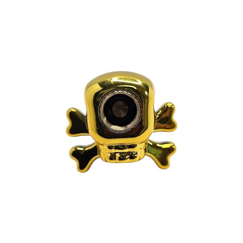 cyclingcolors 4 x Tapas para válvula, tapa de válvula, calavera, hueso cruzado, de plástico, para válvula Schrader, neumáticos, bicicleta, motocicleta, coche, quad, patinete eléctrico, dorado miniatura 3