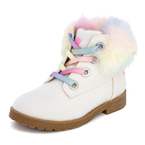 Juicy Couture Girls’ Glitter Booties – Sparkly Faux Fur Chukka Boots with Lace-Up Closure, Winter Ankle Boots for Toddler/Little/Big Kids