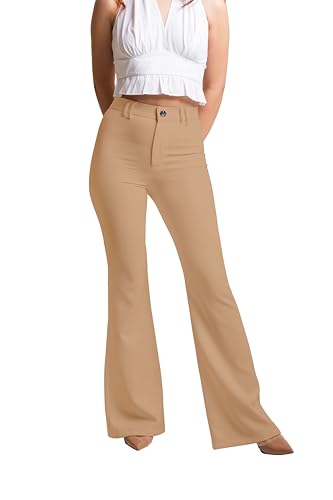 Image of Mehrang Women's High Waist Flare Pants, Bootcut Pants, Black