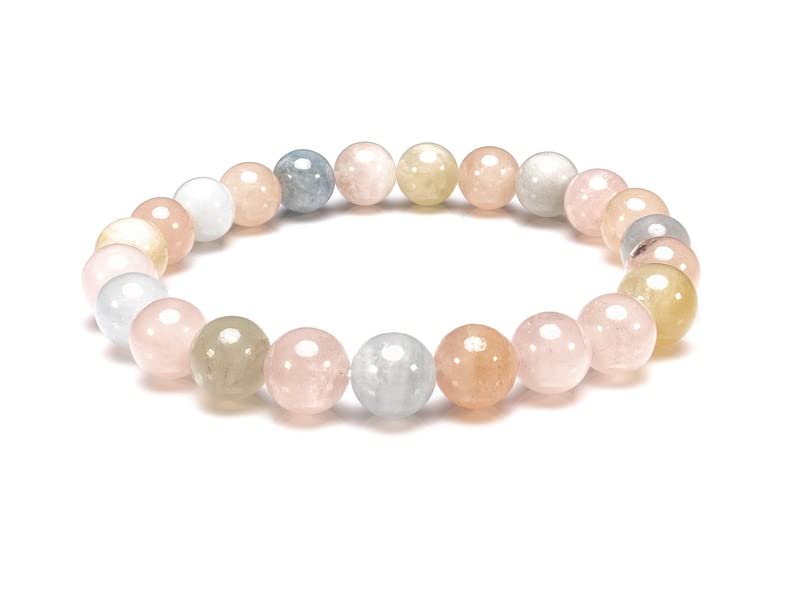 Bracelet de luxe en véritable béryl multicolore poli 8mm