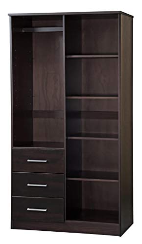 Palace Imports Metro 100% Solid Wood Wardrobe With Mirror, Java #TOP5