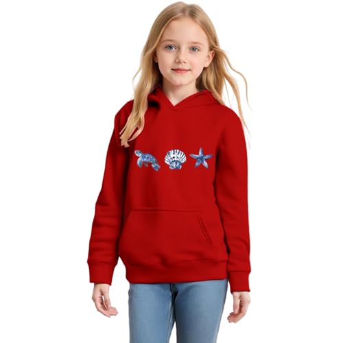 男の子と女の子の大きいサイズのフード付き長袖カジュアルルーズスタイルオーシャンテーマクラプルオーバー。3?14歳に適しています。266