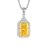 Stfery Collar con colgante de oro de 9/14/18 quilates, citrino de 8 quilates, cadena rectangular para mujer, oro delicado, Metal, Citrino Moissanita
