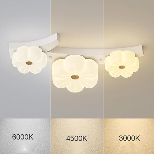 Moderna lámpara de techo empotrada para techos bajos con tres luces florales 4