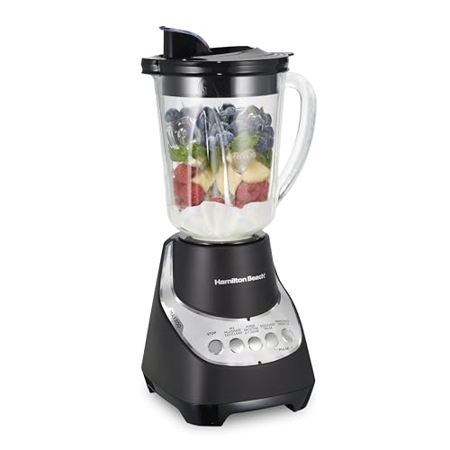 Hamilton Beach Wave~Action Quiet Blender, 48 oz. Glass Jar, 12 Blending Functions, Black, R53530 (Renewed)