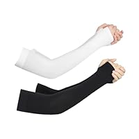 2 Paar Armstulpen, Eisseide Ärmel Sonnenschutz, Ärmel UV-Sonnenschutz Ärmlinge Armschutz, Gaming Armsleef, Armlinge Radsport Herren, Armlinge mit Daumenlöchern für Damen Herren Fußball Basketball Golf