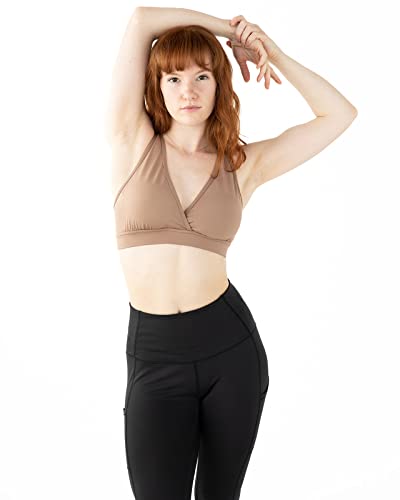 Handful The FaV Bra, Medium Support Sports Bra, Pockets, Removable Pads, Deep Plunge Neck Line