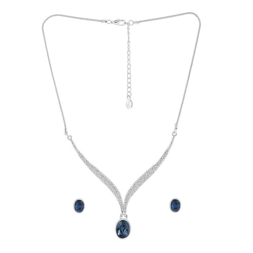 See full amazon price history chart for Estele Rhodium Plated Harmonius Designer Necklace and Matching Earrings for Women with Austrian and Blue Sapphire Crystals Estele Rhodium Plated Harmonius Designer Necklace and Matching Earrings for Women with Austrian and Blue Sapphire Crystals (B08D88WR6C) Amazon Price History, Amazon Price Tracker