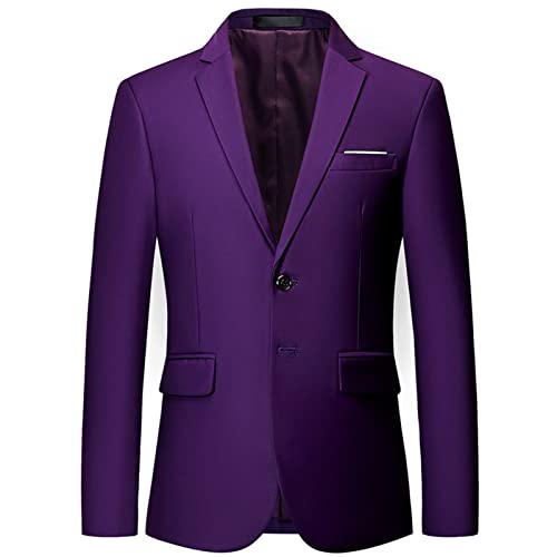 Veste de Costume Slim Fit Légère pour Homme Blazer d'affaires de Couleur Unie à 2 Boutons Manteaux de Sport Décontractés Quotidiens pour Fête de Mariage...