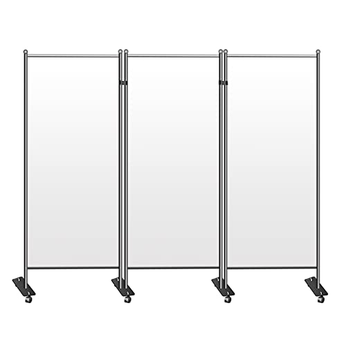 Twsoul Room Divider, Office Partition, 3-Panel Office Divider Folding Portable Office Wall With Wheels, Freestanding & Foldable, 102"X71" (White) #TOP6