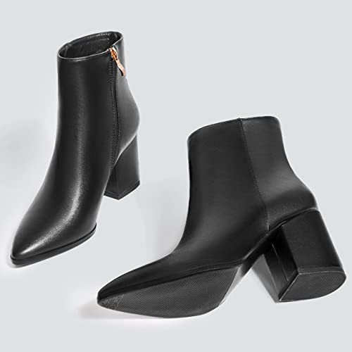 IDIFU Women Dress Ankle Boot with Low Chunky Heel Pointed Toe Side Zipper Bootie Shoe for Women Office Business Date Wedding3