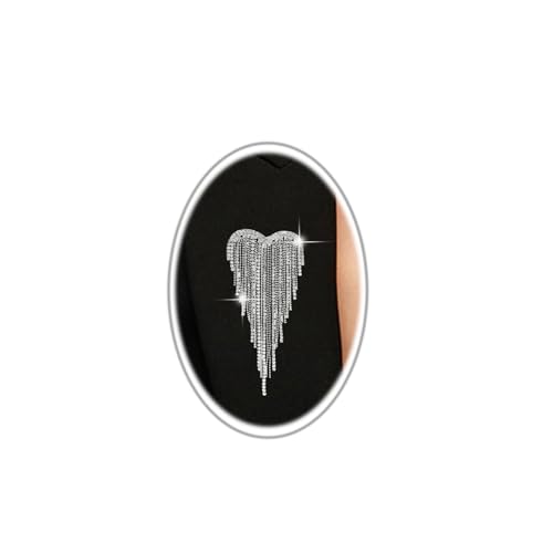 Image of Elegant Crystal Heart Shape Tassel Brooch Pin for Women Sparkly Rhinestones Tassel Brooch Beautiful Dress Suit Shirt Ceremony Clothes Wedding Party Jewelry Accessories
