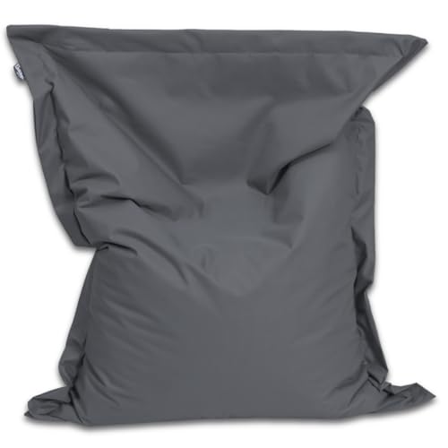 BuBiBag Riesen Sitzsack XXL mit Füllung, Outdoor Sitzsäcke für Kinder und Erwachsene, Beanbag mit waschbarer Bezug & wetterfest (Anthrazit 190x145cm)