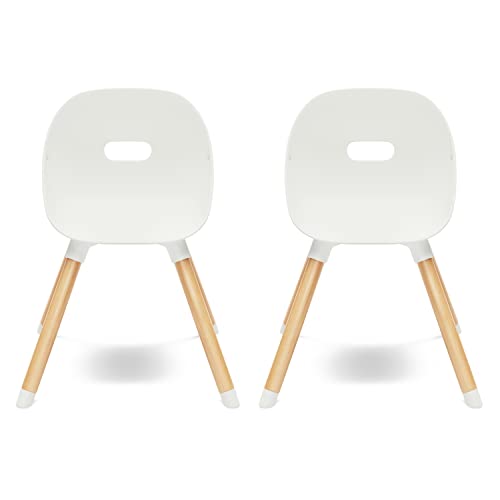 Image of Lalo The Play Chair - Wooden & Non-Toxic Plastic Kids & Toddler Chair - Sturdy Bucket Seat, Easy to Clean, Up to 200 lb. Weight Capacity, Set of 2 - Coconut