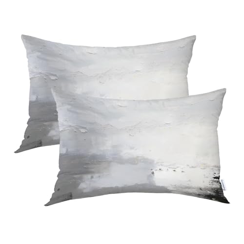 Batmerry Pillowcases, Decorative Bed Pillow Cover with Hidden Zipper Soft Blended for Hair and Skin 20X26 in,Grey White Black
