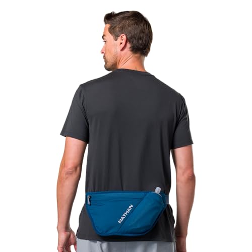Nathan Hydration Belt for Running - Hydrapak Soft Flask 25 oz Bottle with ExoSpine - Breathable, Adjustable Comfort Fit - Angled Flask Holder - Pinnacle FeatherLite, Ultra-Light, Sailor Blue