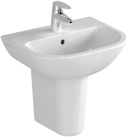 Vitra S20 45cm Ceramic Cloakroom Basin Sink 450mm 1 Tap Hole with Semi Pedestal & Overflow Small Designer Bowl