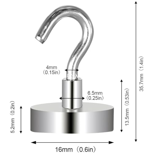 Miniatura 2 de Ganchos Magnéticos, 10 Piezas Ganchos Magnéticos Extra Fuertes 10kg Ganchos Imanes Gancho De Crucero Resistente Para Techo Ganchos De Soporte Magnético Para Cocina Cgaraje Despacho Frigorífico