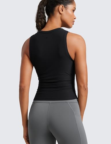 CRZ YOGA Cloudweight Womens Ruched Tank High Neck Workout Fitted Tops Basic Yoga Athletic Sleeveless Shirts2