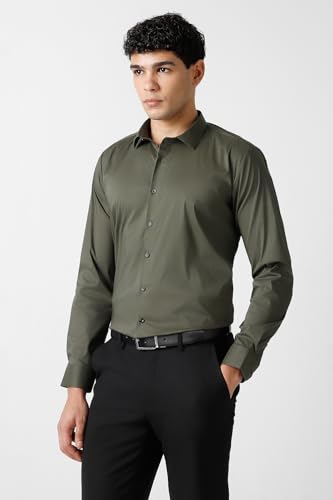 Image of Van Heusen Formal Slim Fit Shirt for Men | Solid | High Stretch Cotton Lycra | Full Sleeves | Ease of Movement