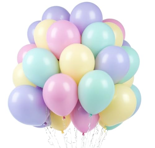 Luftballons Pastell, 60 Stück 10 Zoll Farben Latex Ballons,Matt Pastell Bunt Helium Luftballon,Mehrfarbige Macaron Luftballon Girlande Partyballon für Geburtstag Babyparty Hochzeit Party Deko