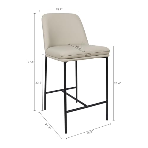 Manhattan Comfort Loft Set de 2 Butacos Altos para Cocina y Comedor, Tapizados en Cuero Vegano, Sillas con Estructura Metálica, Respaldo Curvo, Muebles para Montaje en Casa, Gris Piedra miniatura 3