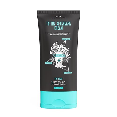 Base Labs Tattoo Aftercare Cream | 3 in 1 Cream | Moisturizer, SPF and Bump Reduction | For Post-Tattoo Care | 180ml