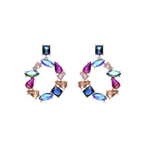 LUXENTER Pendientes acabados en Oro 18K. Multicolor. Pendientes Largos. Joyas para Mujer - Modelo Tayris