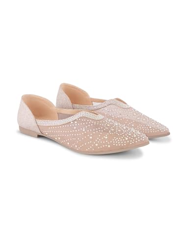 Image of JM LOOKS Stylish Emblellished & Rhinestone Bellies For Women & Girls | Fancy Ballet Flat Sandals |