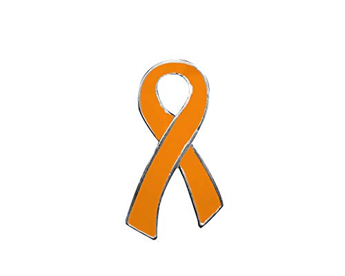 Fundraising For A Cause | Orange Ribbon Awareness Pins â€“ Large Orange Ribbon Pins for Leukemia Awareness, Kidney Cancer, Multiple Sclerosis, Gun Violence/Mass Shooting & Hunger Awareness (2 Pins)