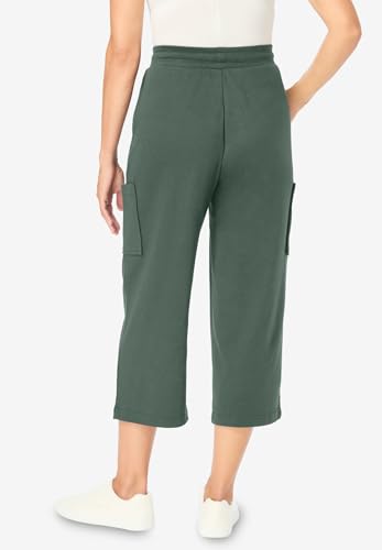 Woman Within Plus Size Petite Knit Cargo Capri - 22/24, Pine2