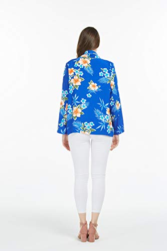 Image of Matchable Family Hawaiian Luau Men Women Girl Boy Clothes in Hibiscus Blue