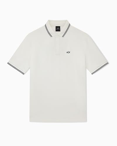 Armani Exchange Mens Regular Fit Small Logo Cotton Polo Off White Large
